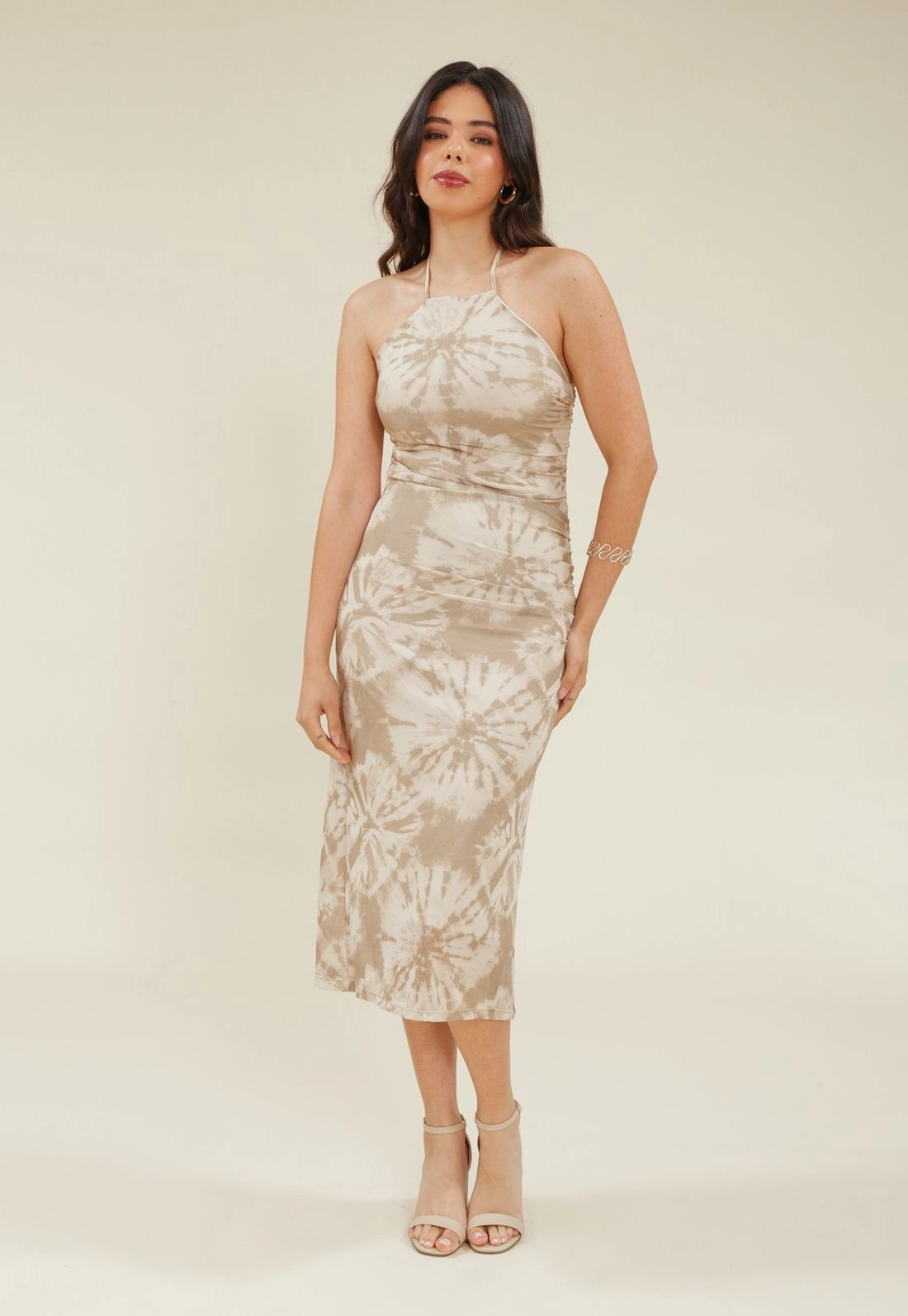 Vestido Midi Alca Tule Tie Dye Franzido P