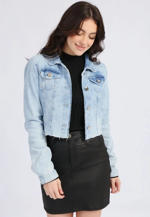 Jaqueta Jeans Cropped Borboleta