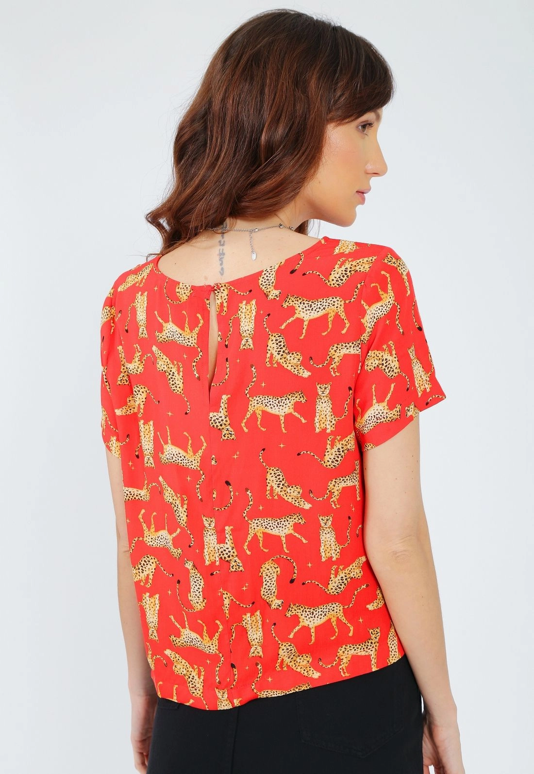 Blusa Viscose Manga Curta Tigre