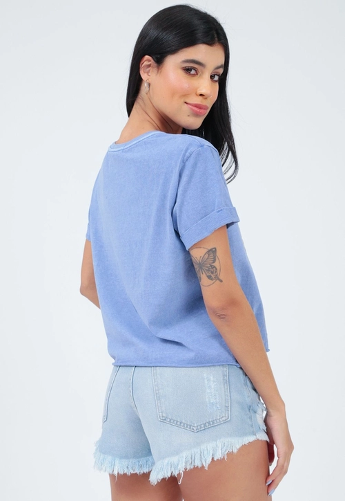 T-Shirt Malha Estonada Silk Borboleta