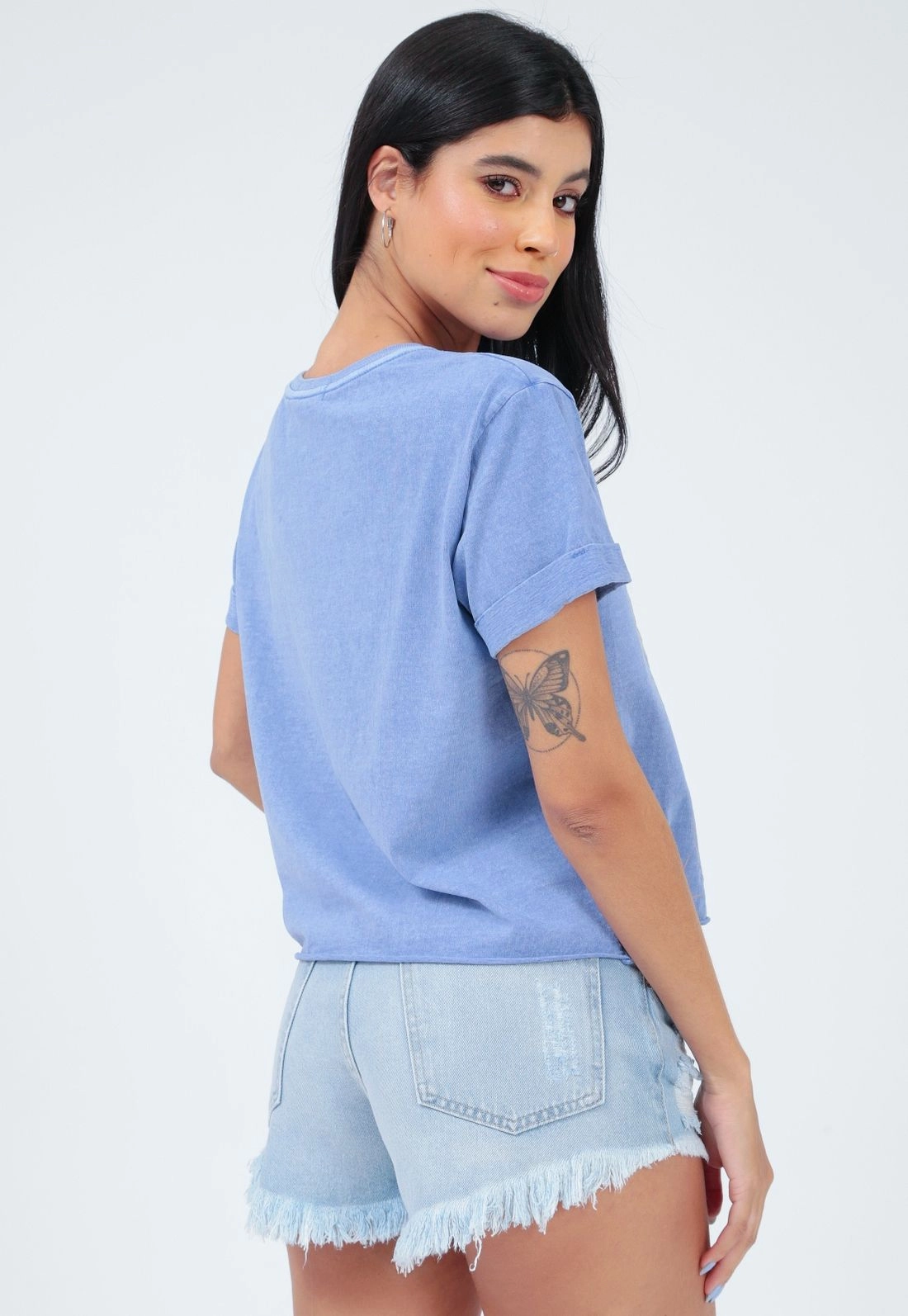T-Shirt Malha Estonada Silk Borboleta
