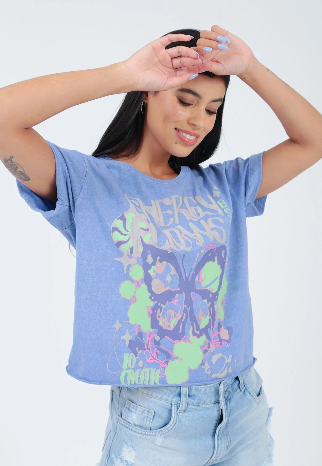 T-Shirt Malha Estonada Silk Borboleta