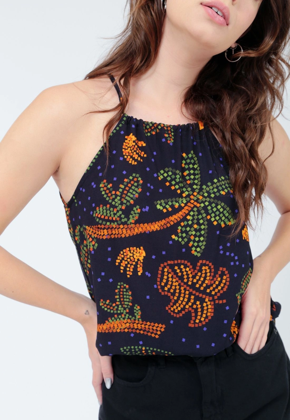 Blusa Viscose Alça Estampa Marles