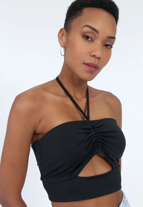 Cropped Malha Jersey Vazado Puxador