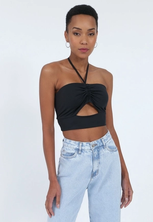 Cropped Malha Jersey Vazado Puxador