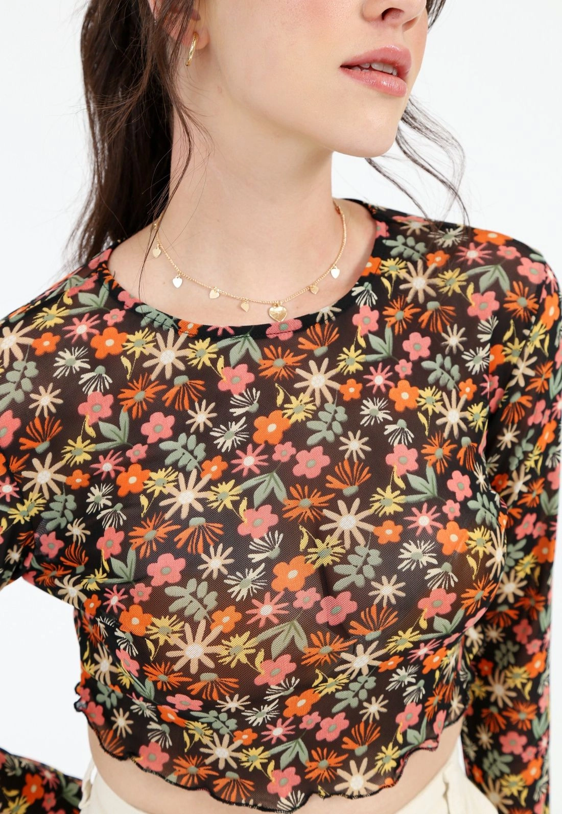 Blusa Cropped Tule Frufru