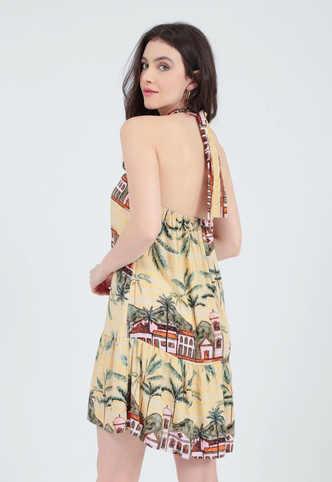 Vestido Viscose Frente Única Paisagem