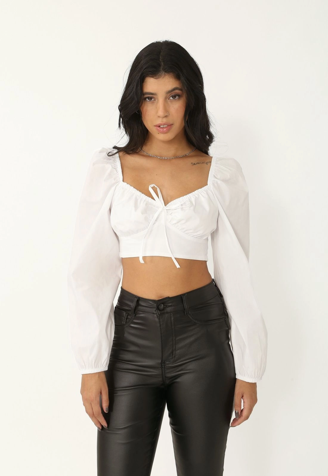 Cropped Tricoline Puxador Busto