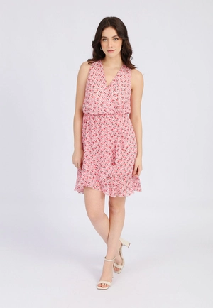 Vestido Chiffon Sem Manga Babado