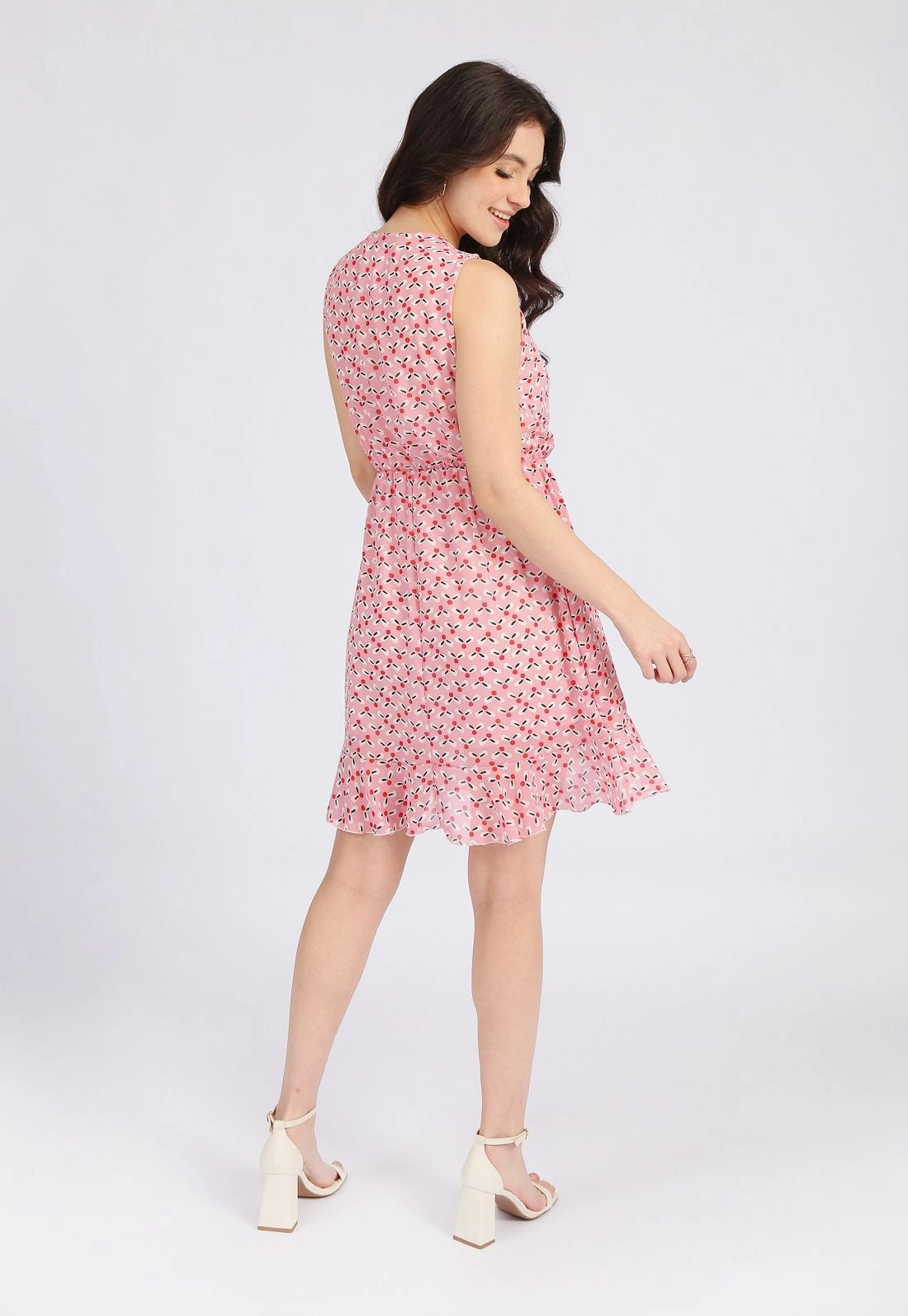 Vestido Chiffon Sem Manga Babado