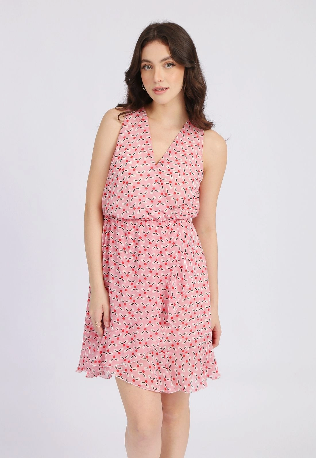 Vestido Chiffon Sem Manga Babado