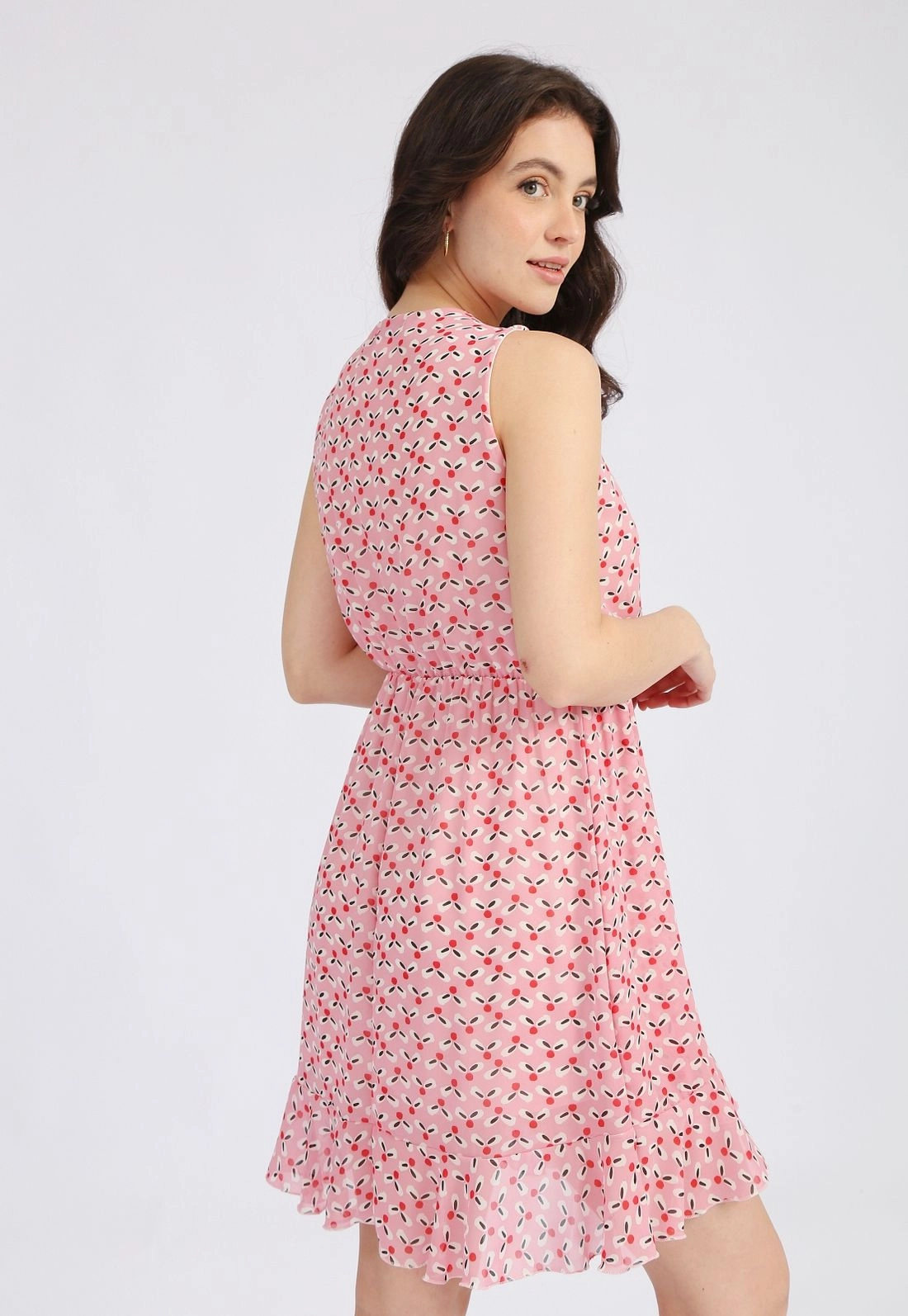 Vestido Chiffon Sem Manga Babado