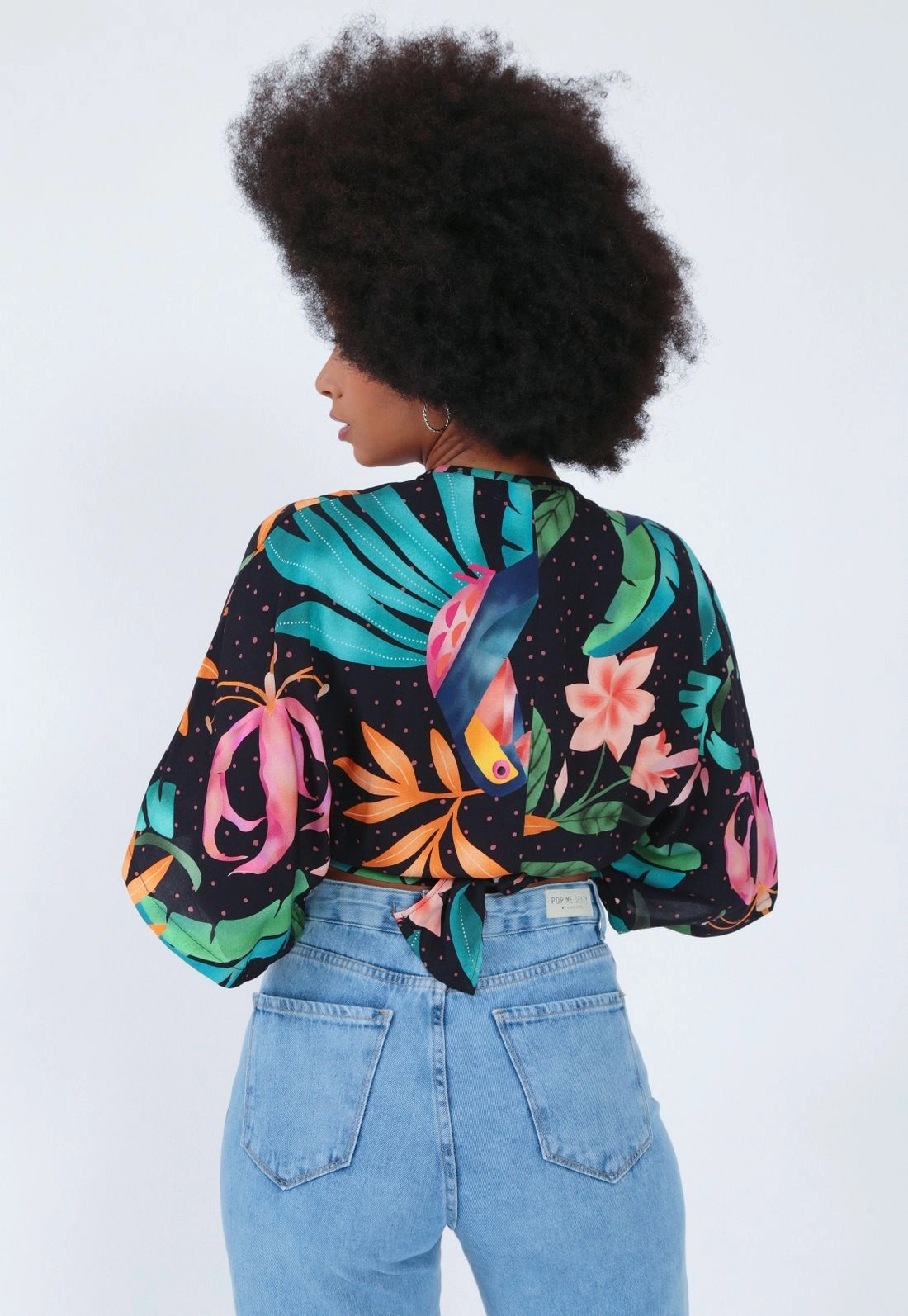Cropped Viscose 3/4 Estampa Tucano