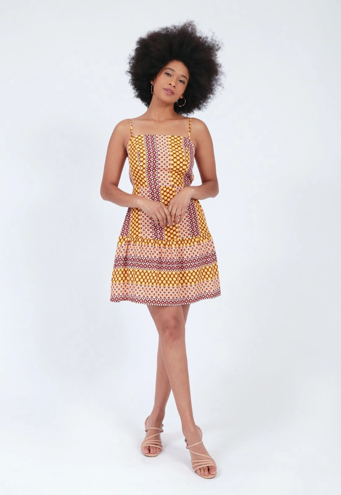 Vestido Viscose Curto Alça Babado P