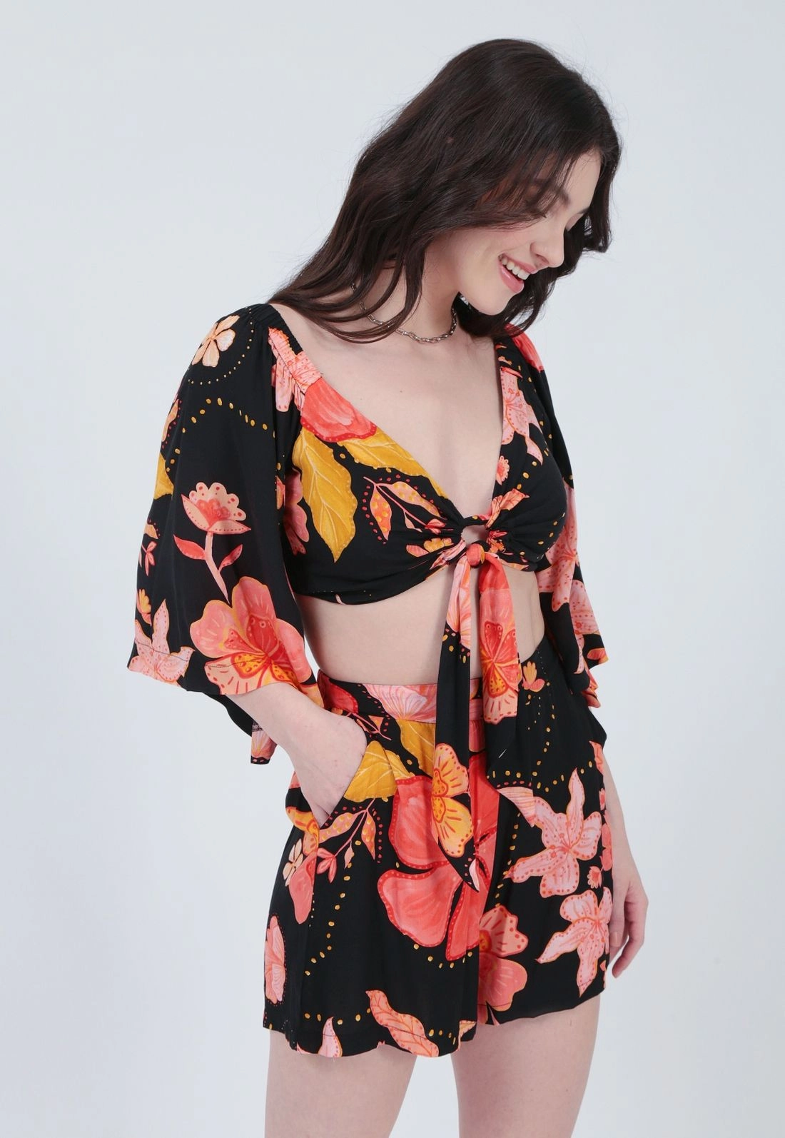 Cropped Viscose 3/4 Nó Frente