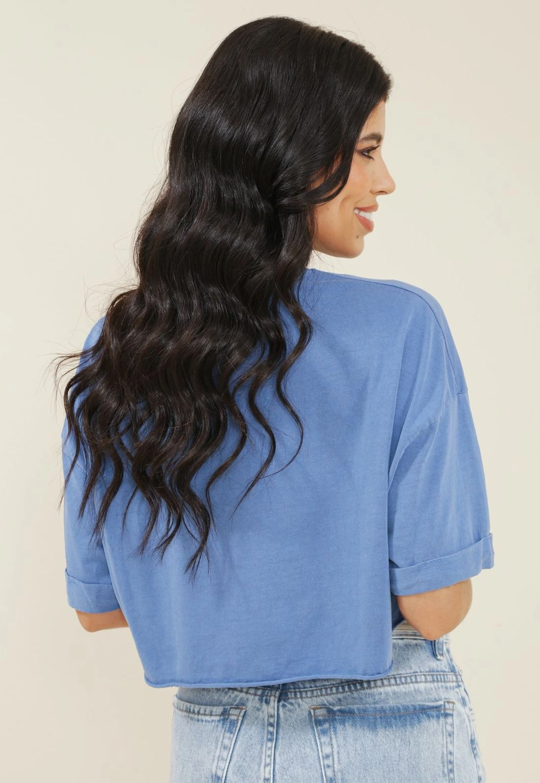 Camiseta Cropped Em M/M Estonada Manga Curta E Silk Surf Club