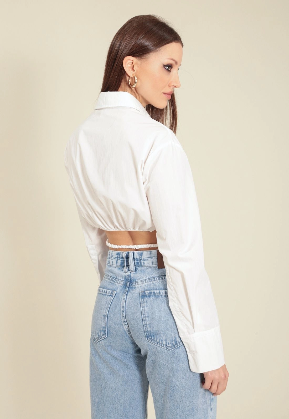 Camisa Cropped Tricoline Abertura Frente