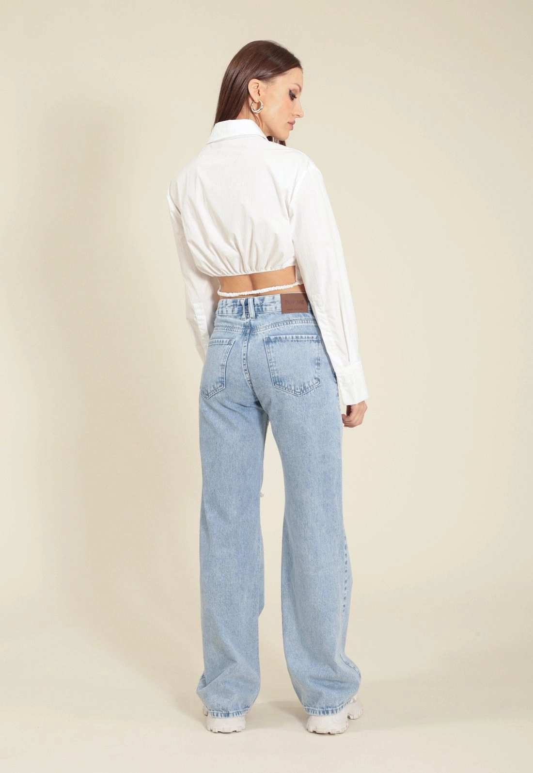 Camisa Cropped Tricoline Abertura Frente
