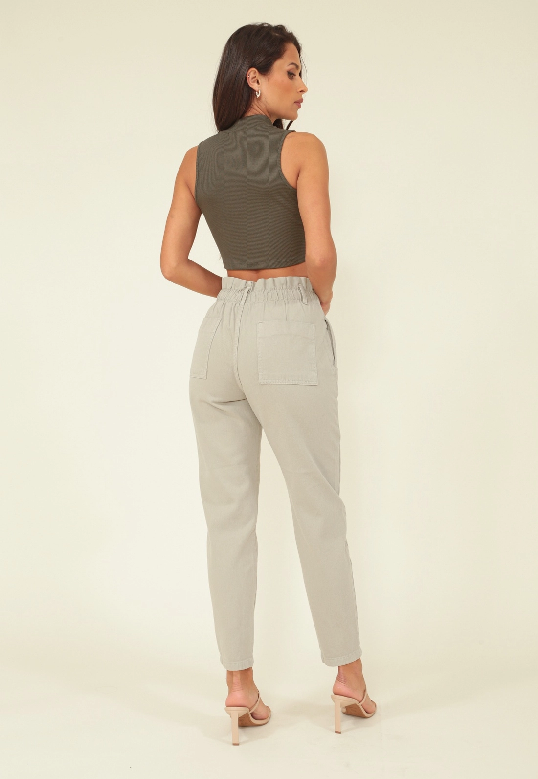 Calça Sarja Clochard Cintura Alta