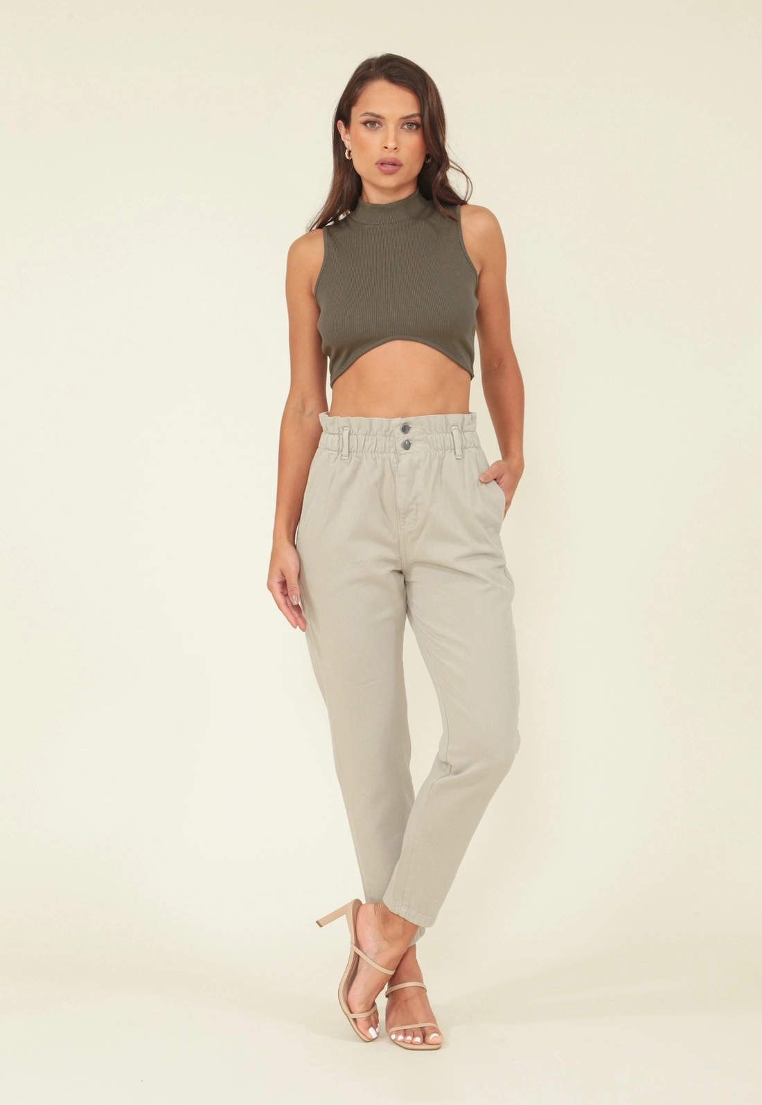 Calça Sarja Clochard Cintura Alta
