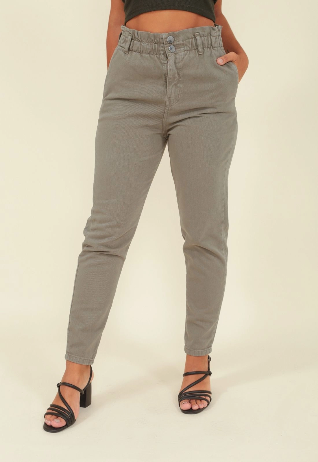 Calça Sarja Clochard Cintura Alta