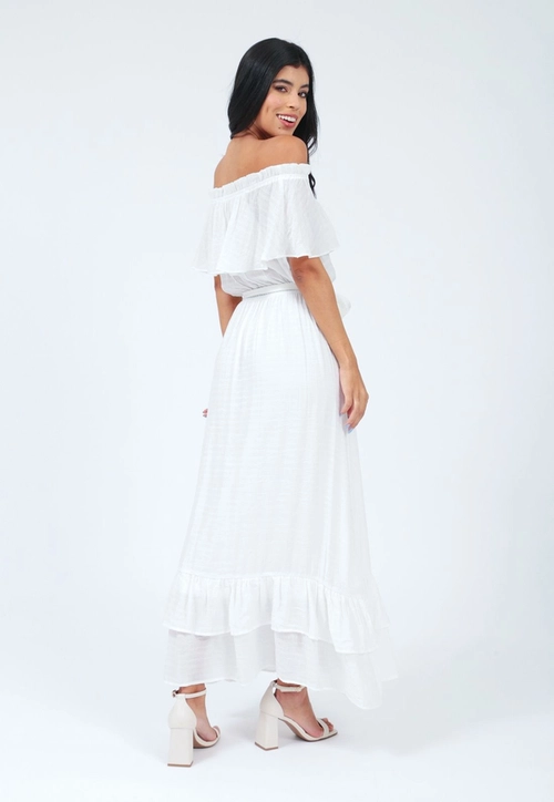 Vestido Viscose Magnetado Ombro A Ombro