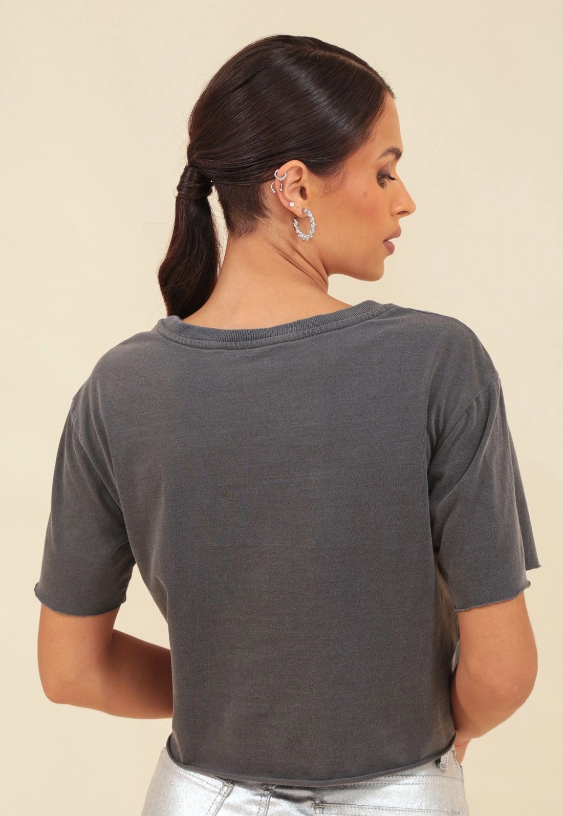 Blusa Cropped Estonado Cheers Em Meia Malha