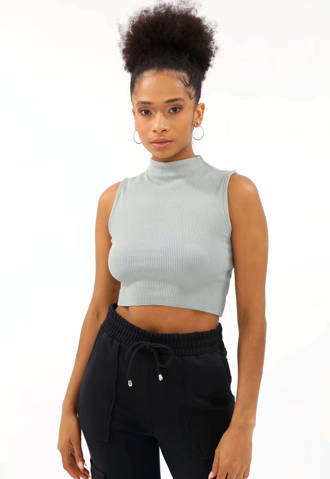 Blusa Trico Sem Manga Gola Alta