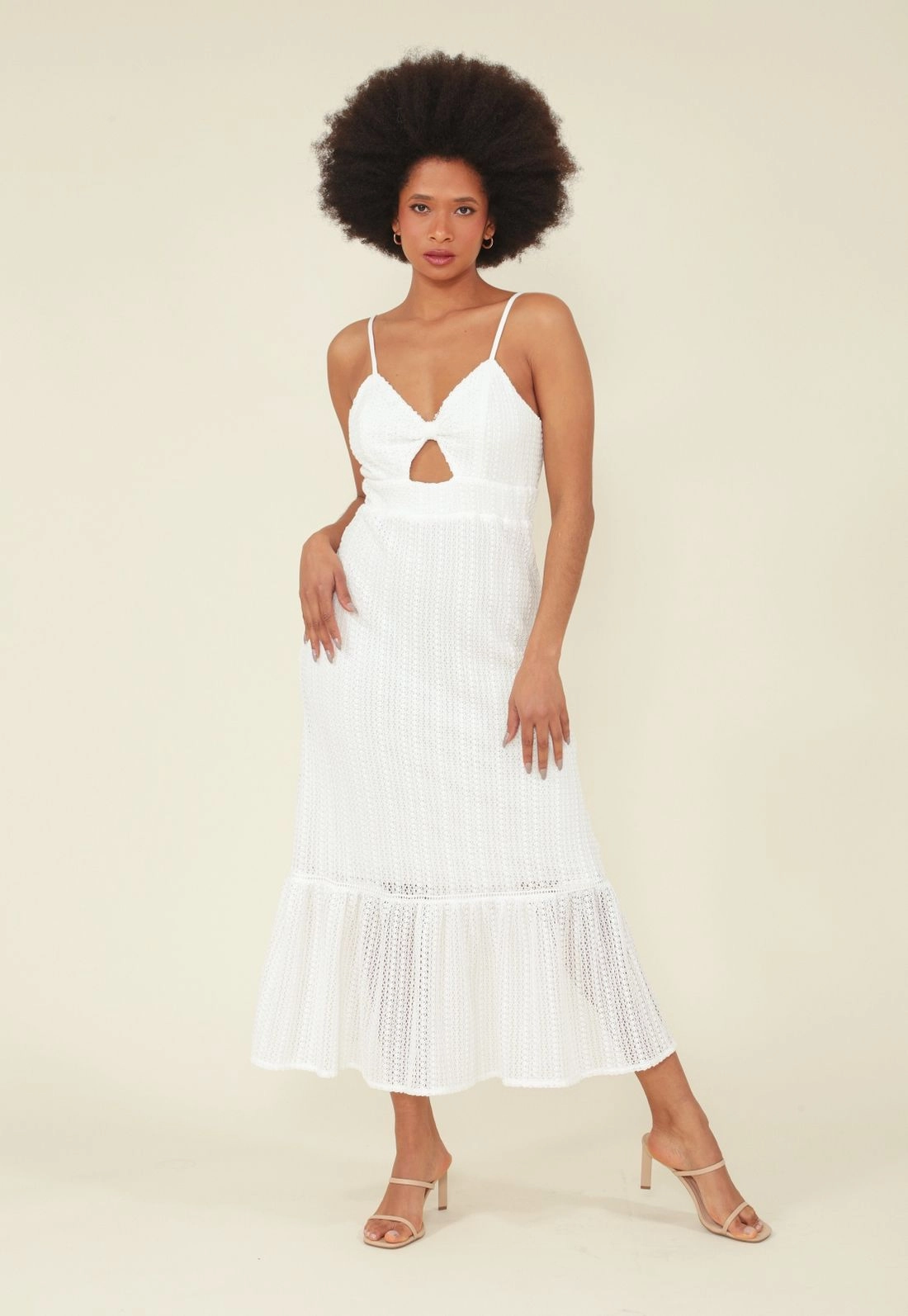 Vestido Malha Jaquard Alca Abertura Decote