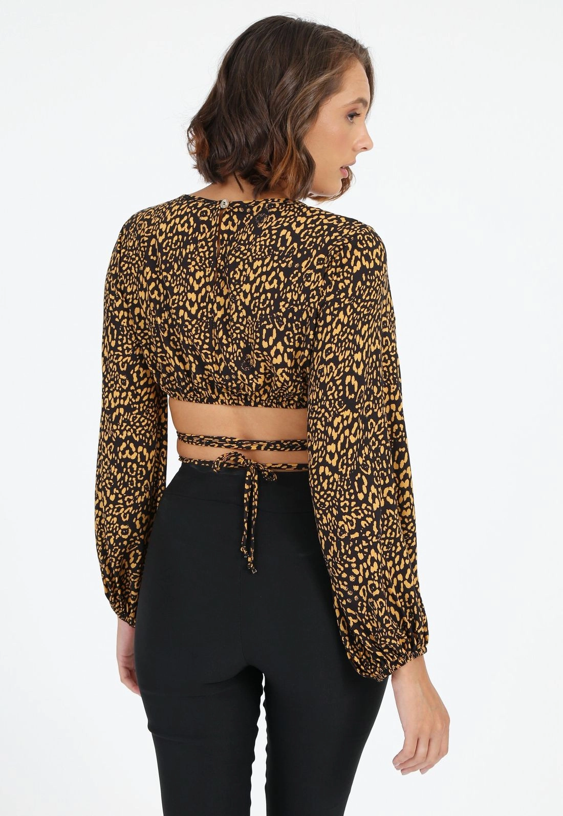 Blusa Cropped Em Viscose Animal Print