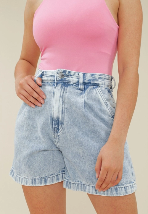 Short Baggy Jeans Com Prega