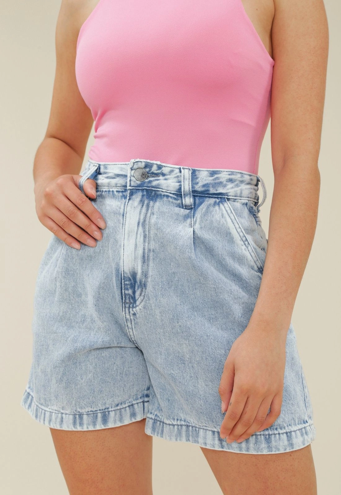 Short Baggy Jeans Com Prega