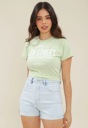 Short Jeans Com Lycra Cintura Media Barra Dobrada
