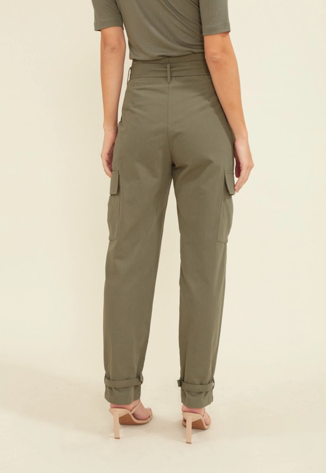 Calça Baggy Em Algodão E Cós Com Cinto