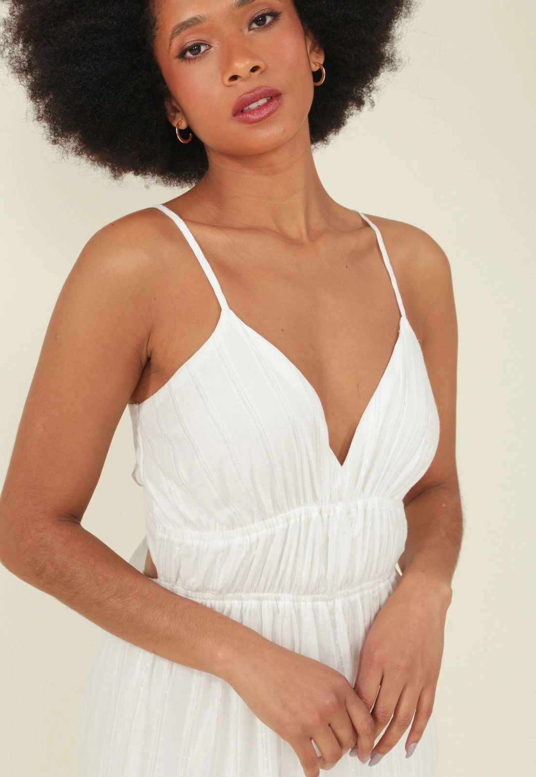 Vestido Longo Algodao Com Fio Lurex Alca Abertura Costa