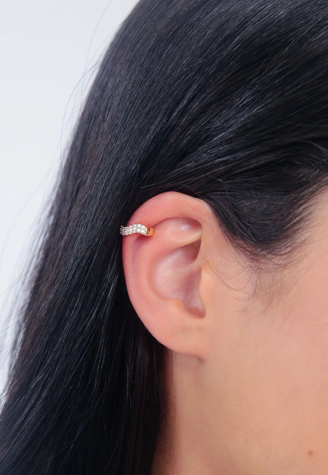 Brinco Earcuff Metal Strass 2 Voltas