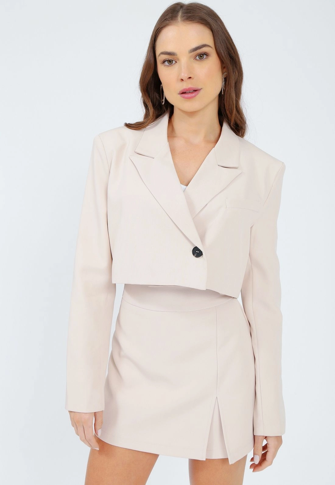 Blazer Cropped Alfaiataria Manga Longa