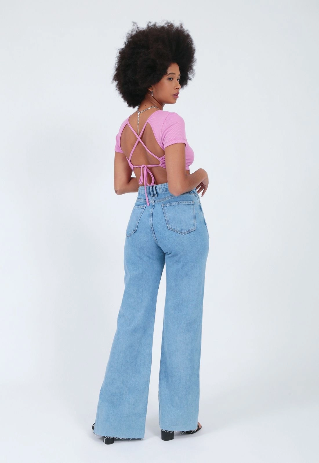 Calça Jeans Reta Azul Rasgo