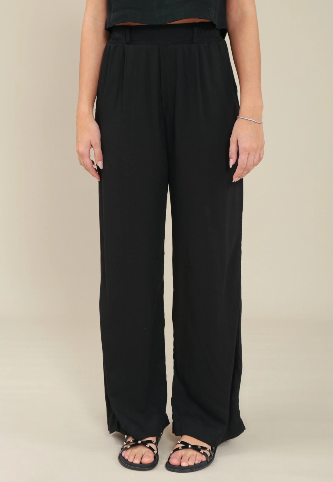 Calça Viscose Twill Wide Leg Prega