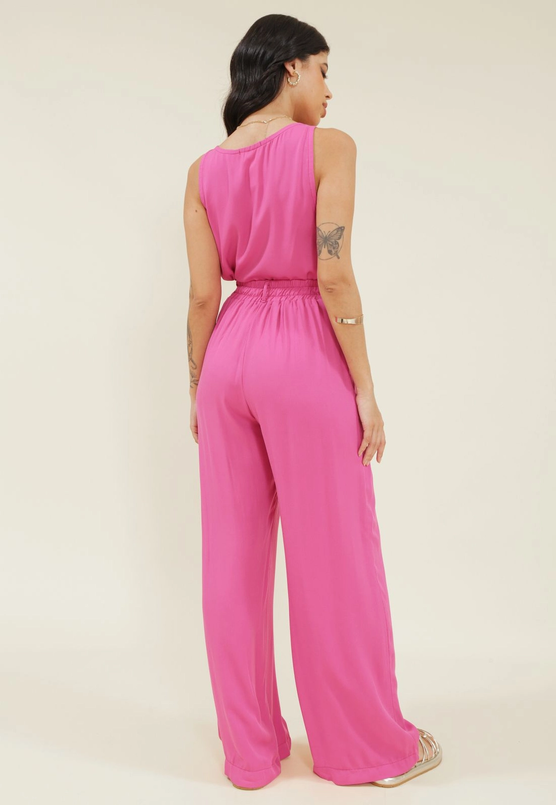 Calça Viscose Twill Wide Leg Prega