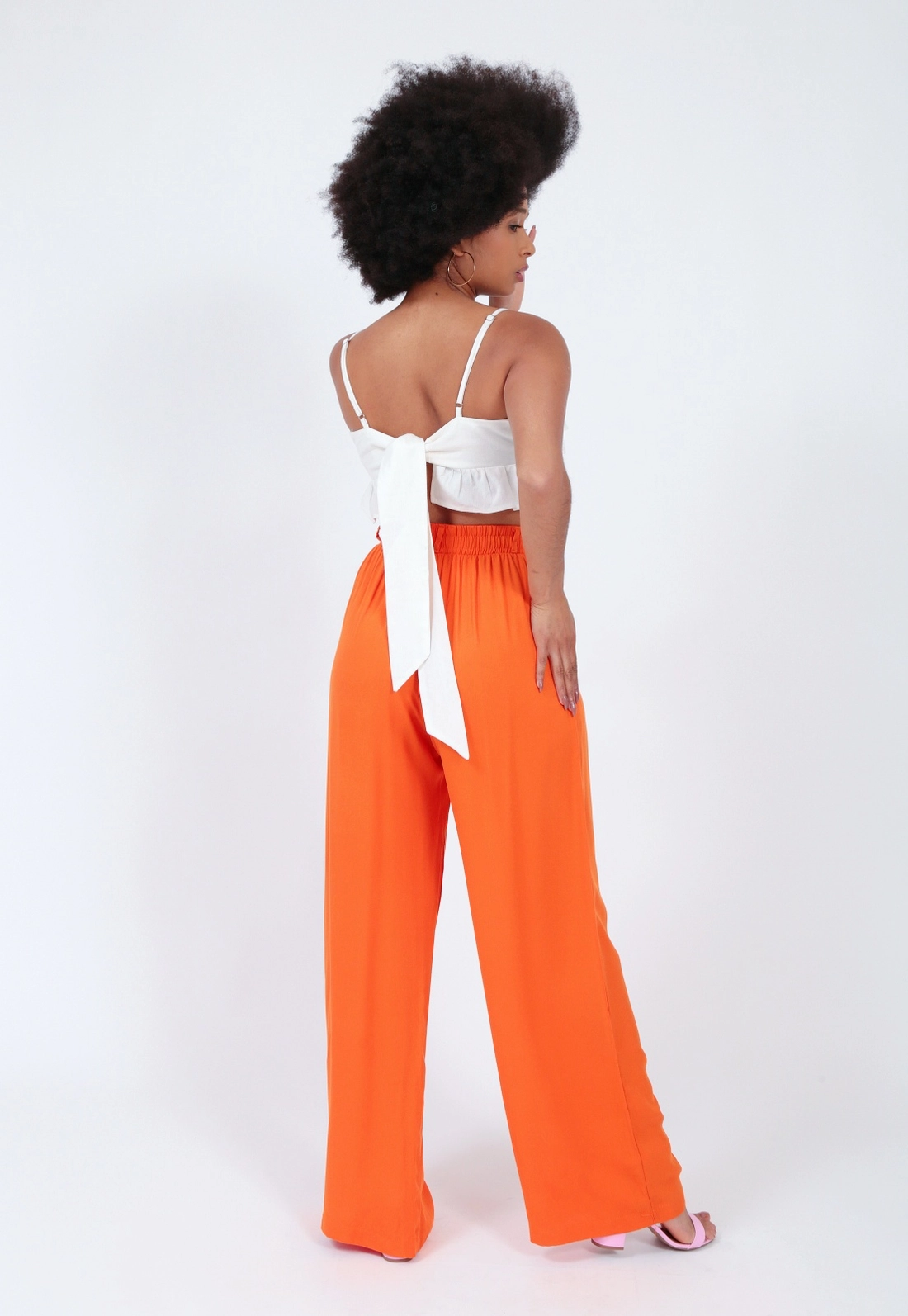 Calça Viscose Twill Wide Leg Prega