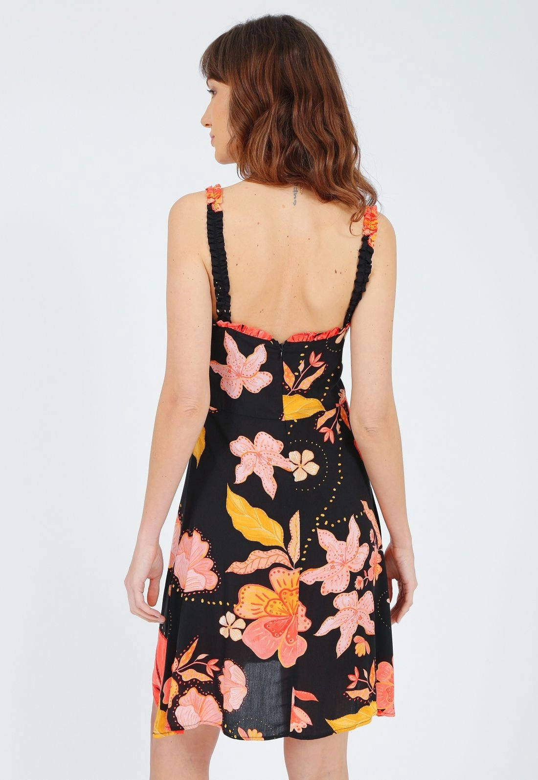 Vestido Viscose Alça Frufru Abertura
