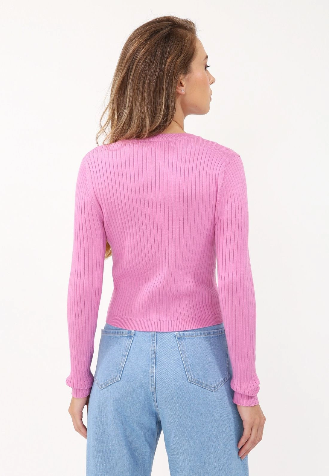 Blusa Tricô Manga Longa Canelada