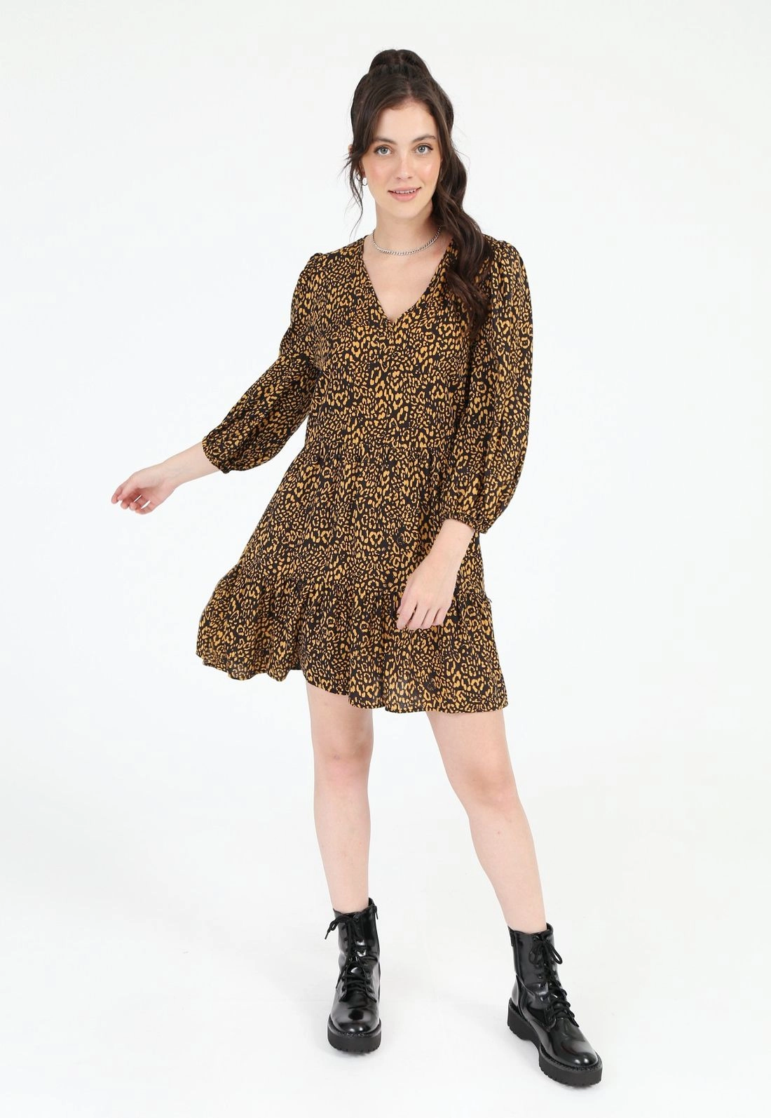 Vestido Viscose 7/8 Animal Print