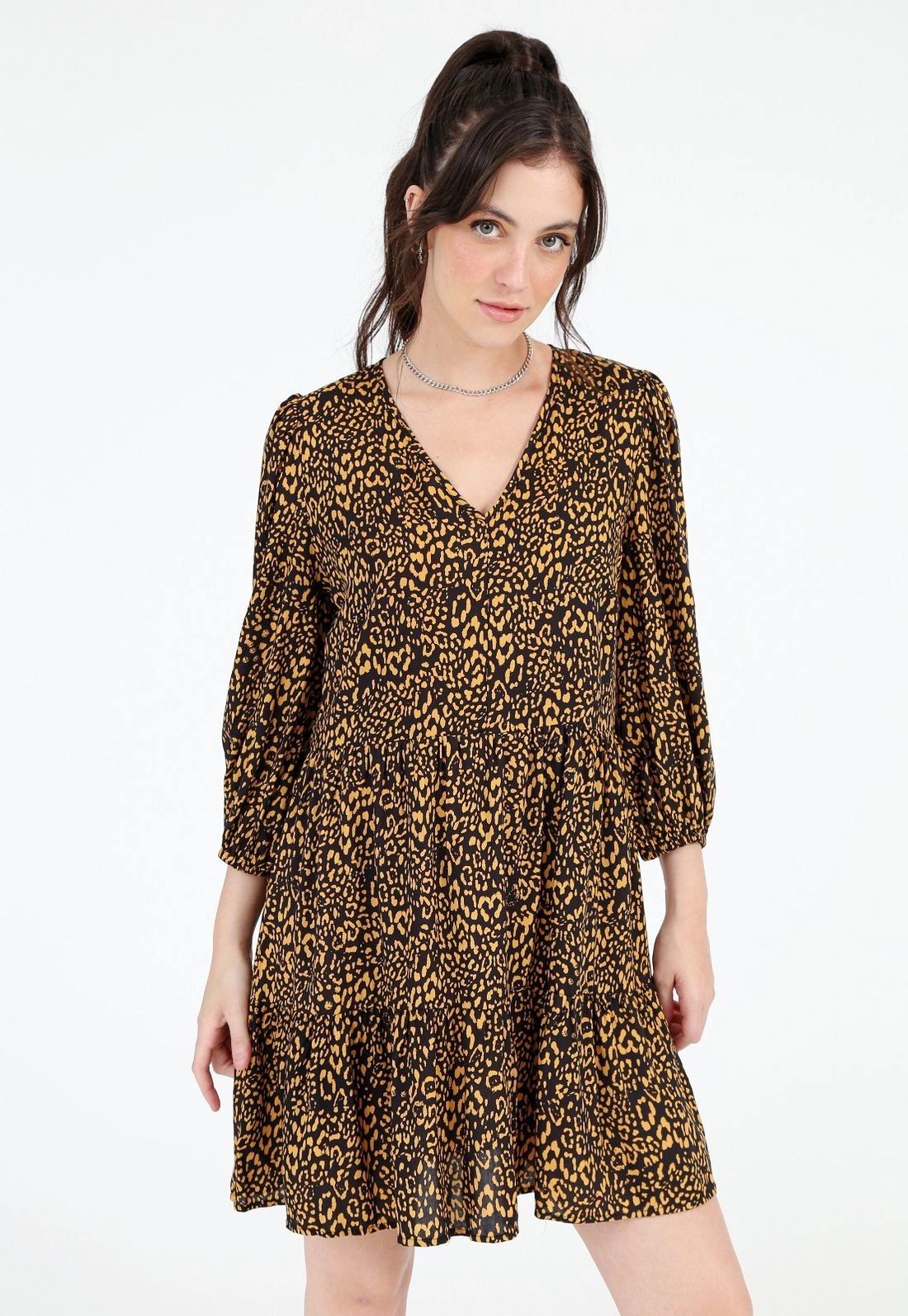 Vestido Viscose 7/8 Animal Print