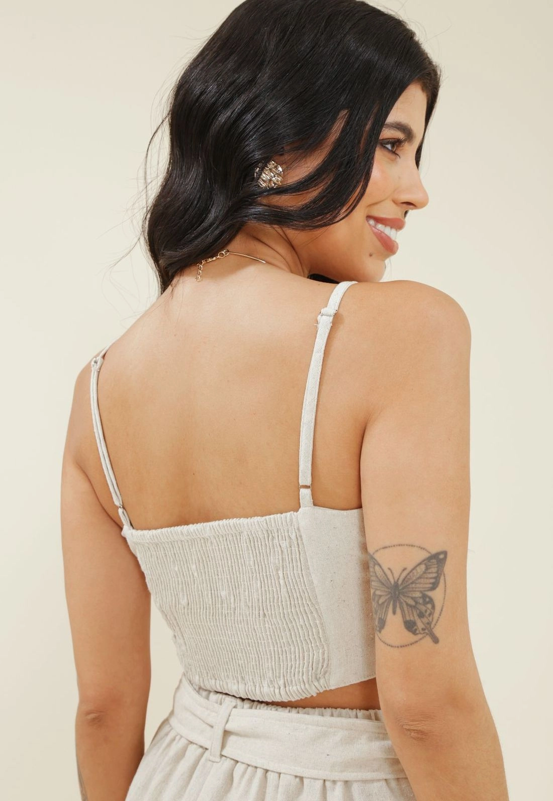 Cropped Com Alca E Transpasse No Busto Em Linhop