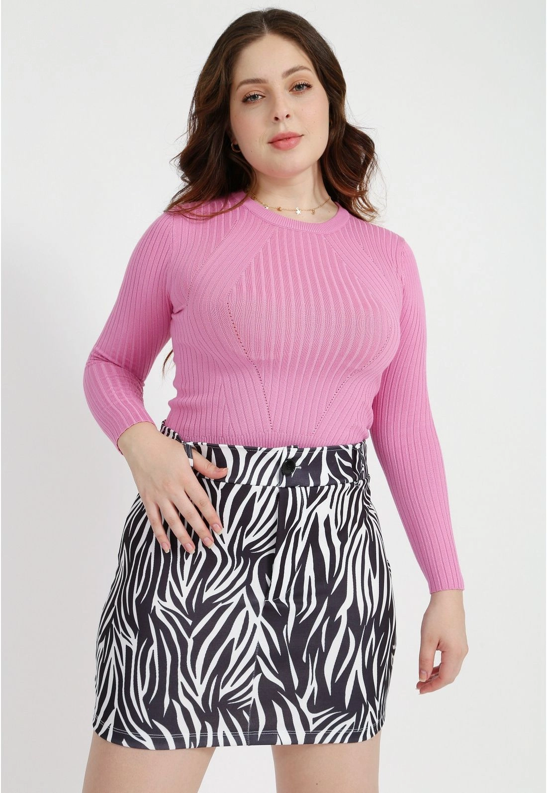 Blusa Tricô Manga Longa Canelada