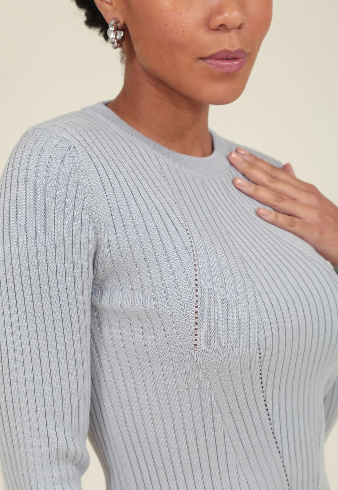 Blusa Tricô Manga Longa Canelada