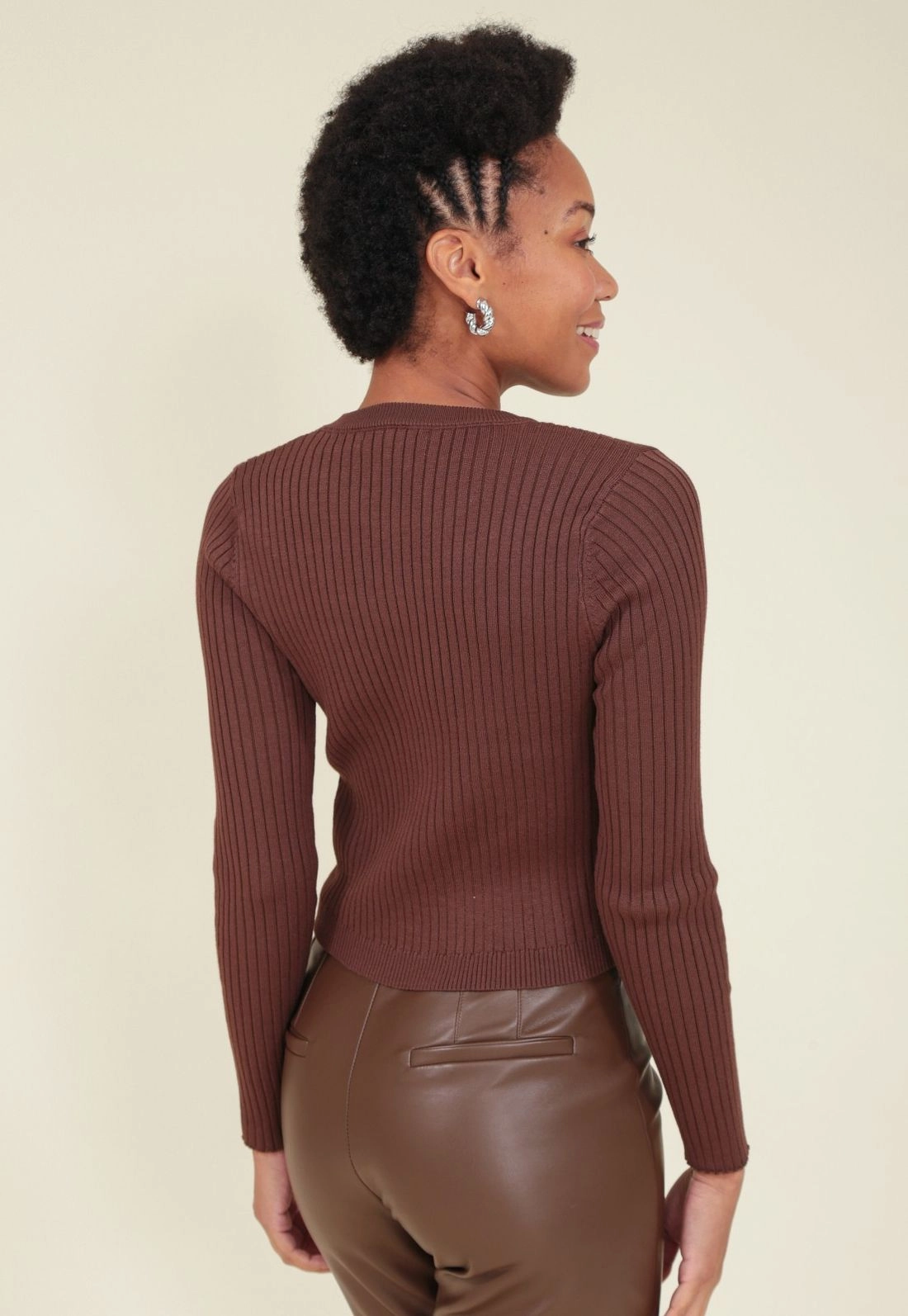 Blusa Tricô Manga Longa Canelada