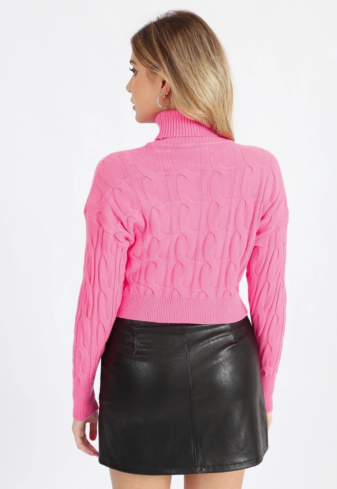 Blusa Tricô Trança Gola Alta